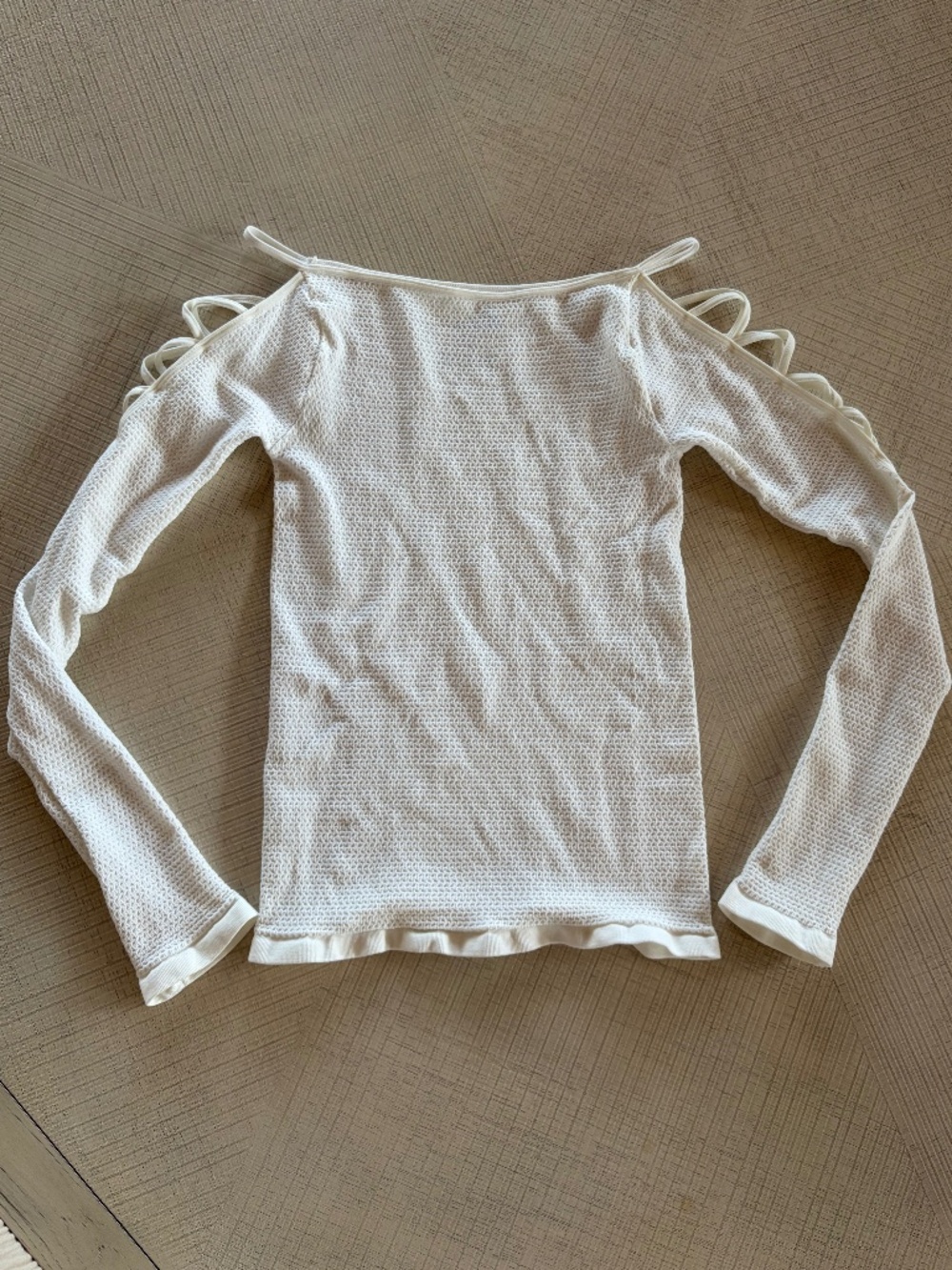 Free People Intimately lace-up sleeve top XS/S white
